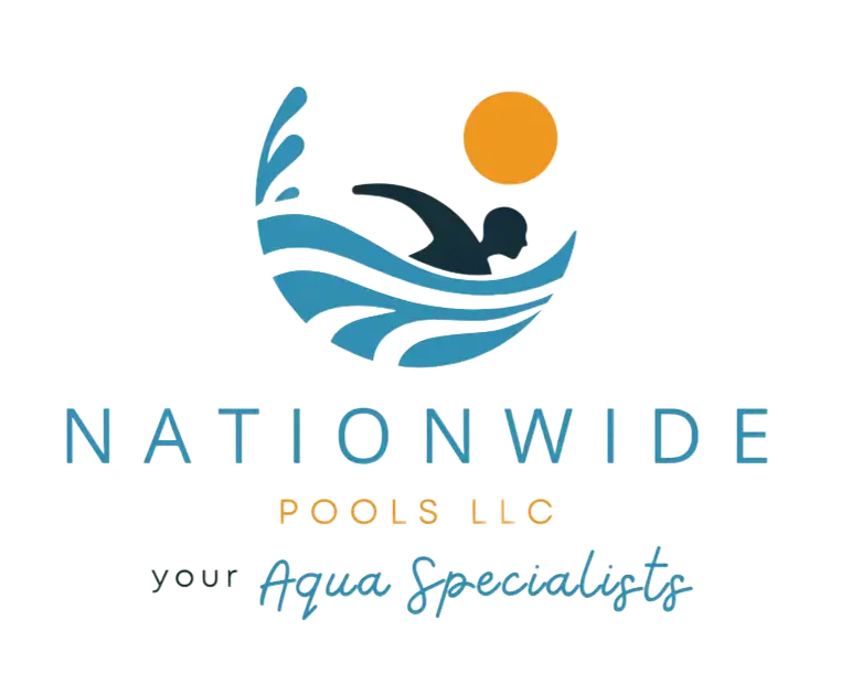Nationwide Pools logo featuring the company name in blue text with a pool water graphic.